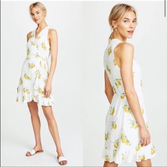 RAILS Lemon Print Ruffle Trim Wrap MADISON Dress S - Picture 2 of 9